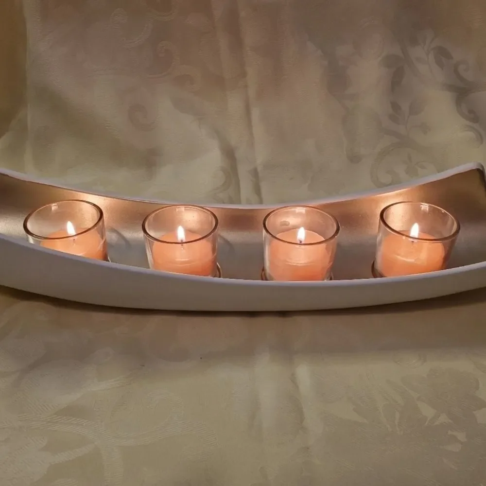 🩵NIB PartyLite White & Gold Embrace Centerpiece Candle Holder - Picture 8 of 12